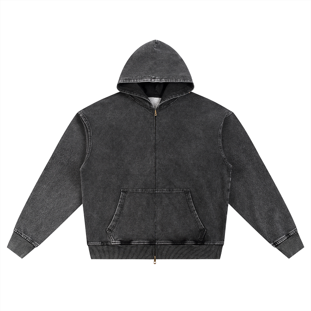 Snow Wash Zip-Up Hoodie